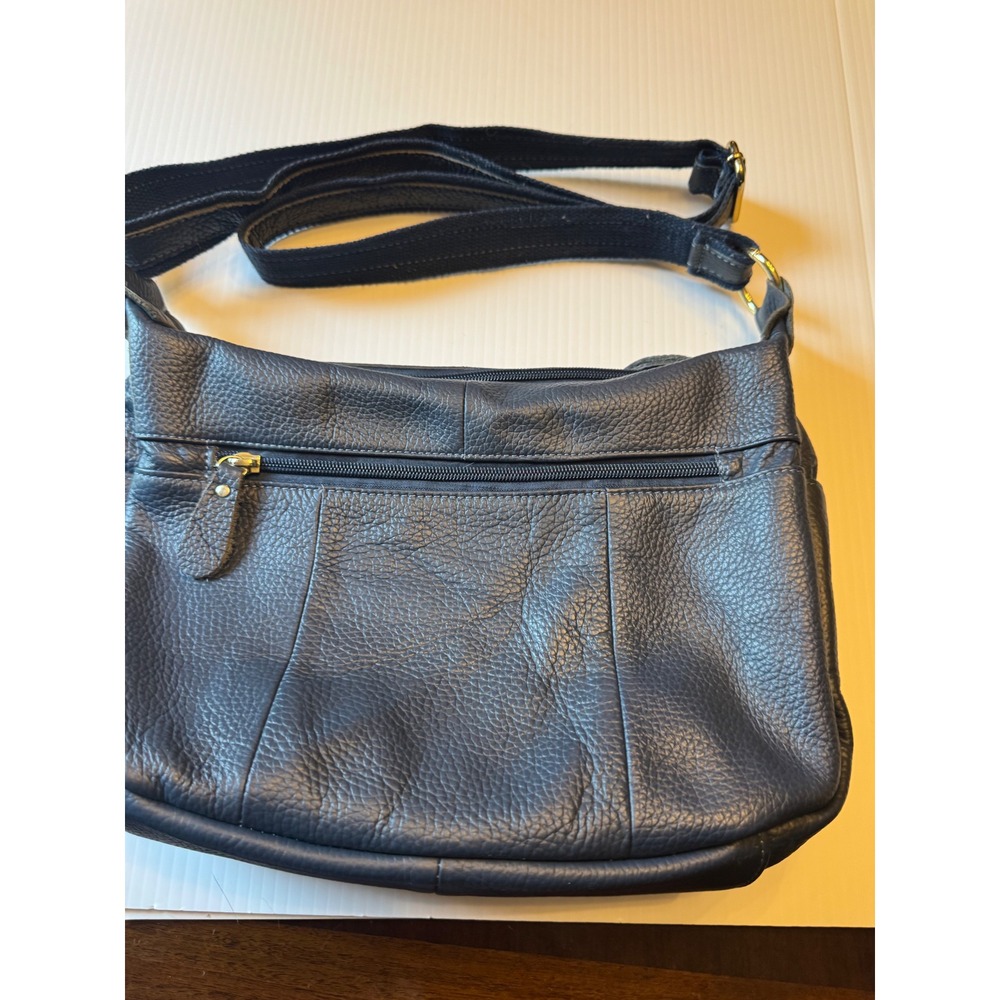 Navy Blue  faux Pebbled Leather Crossbody Bag Quilted Tassel